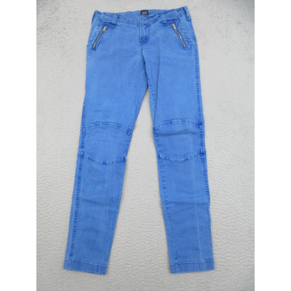 BLUE Saks Fifth Avenue Moto Pants Womens 26 Blue Skinny Stretch Zip Pockets